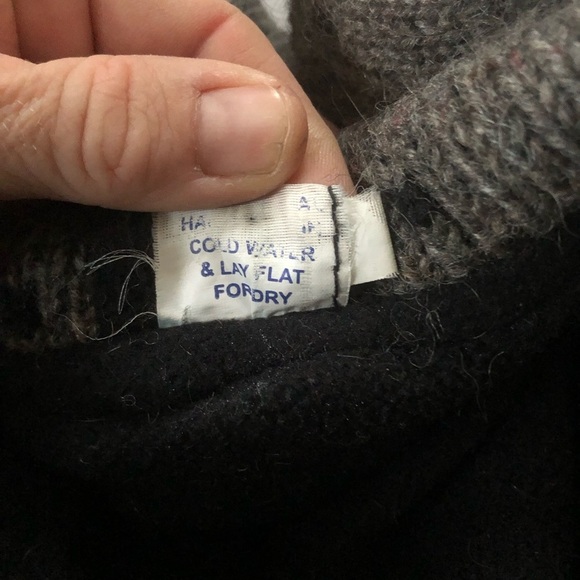 Vtg Wrap Style Fleece Lined Wool Sweater - Picture 5 of 11